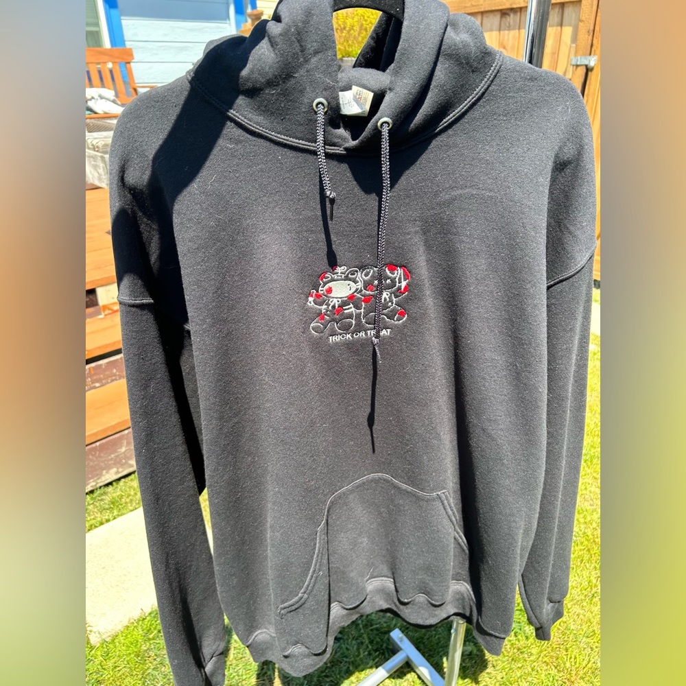Trick Or Treat Black Embroidered Hoodie